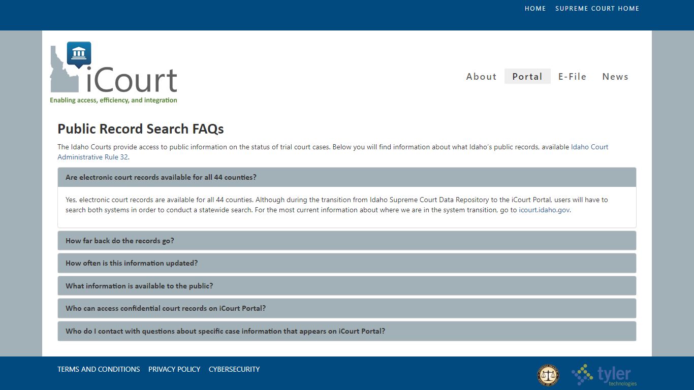 Public Record Search FAQs | iCourt - Idaho